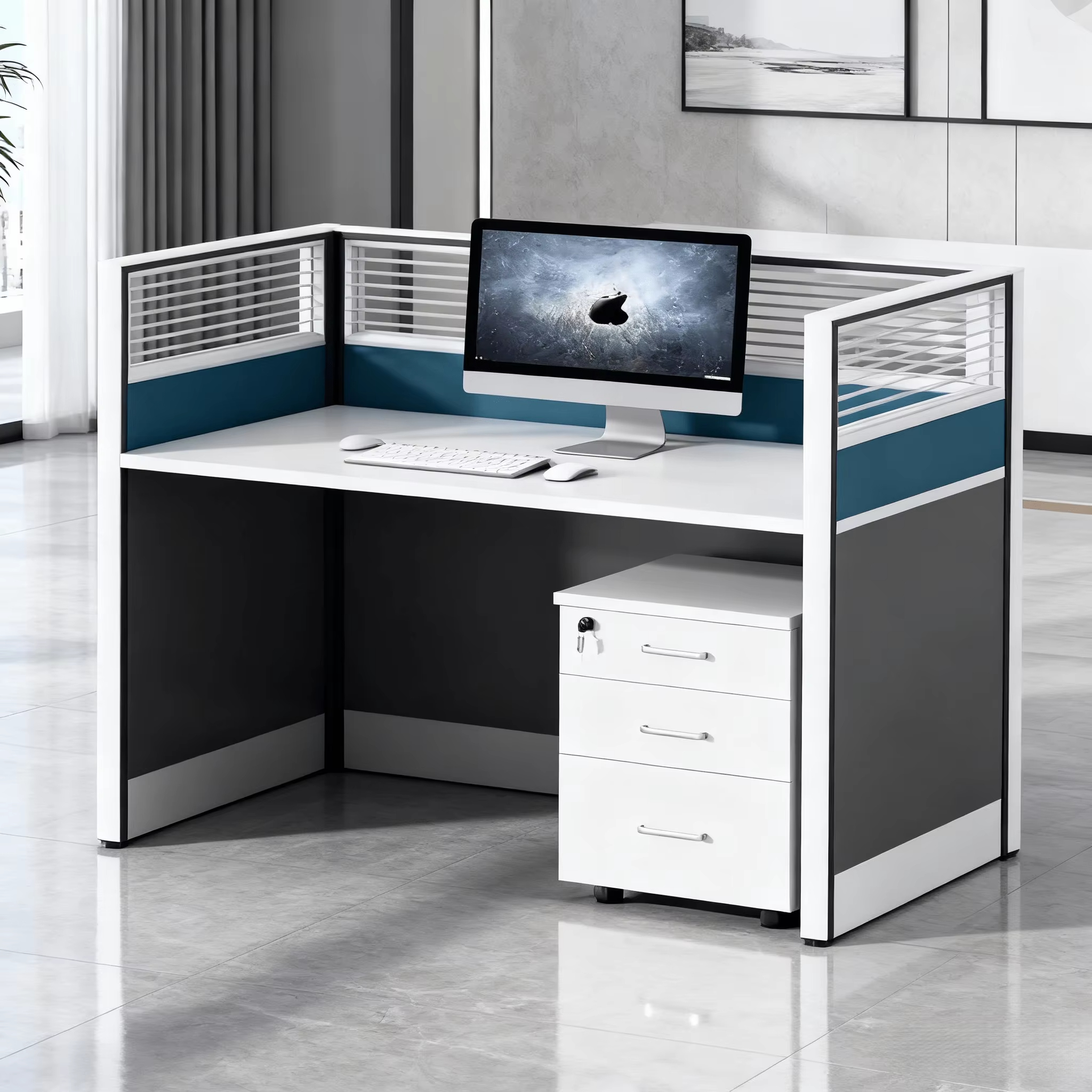 Office Furniture Company - Modern Commercial Workstation Desks With Baffles,