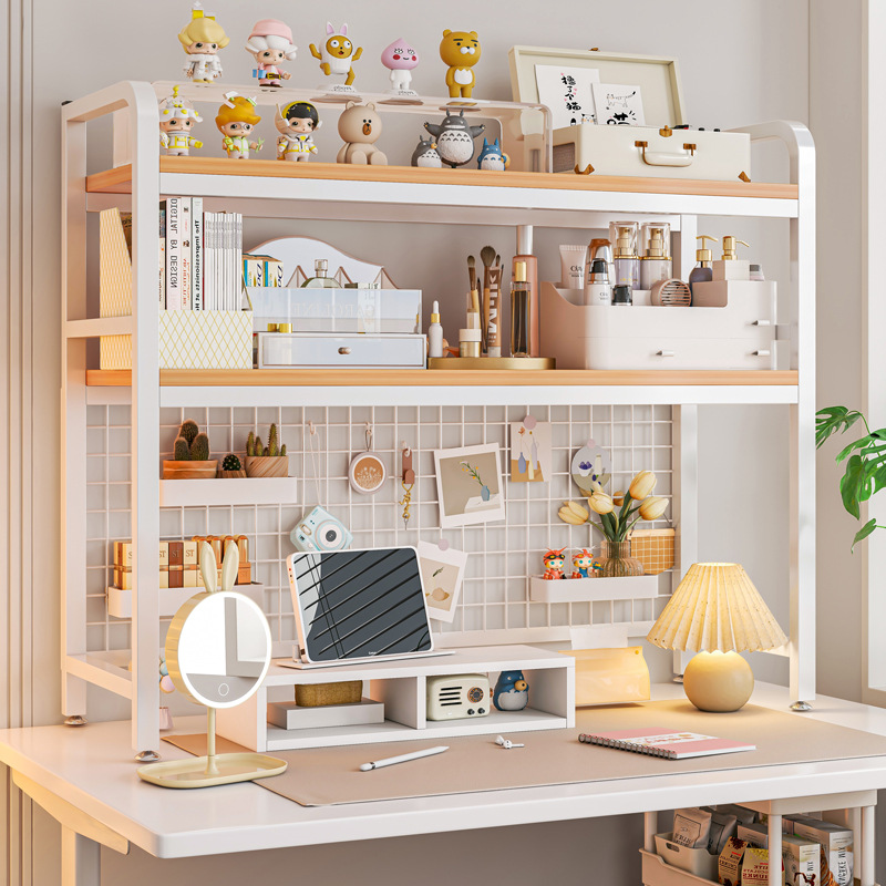 Cubicle Shelf Organizer - Bookshelf Bookcase With Grid Desktop Multi-layer