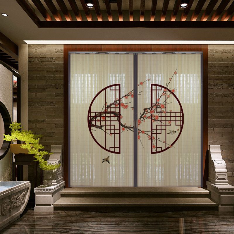 Partition Screen Divider - Printed Bamboo Sliding Door Partition Traditional