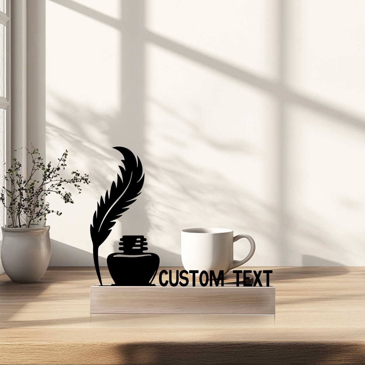 Office Furniture Jobs - Custom Metal Desk Name Plate Feather