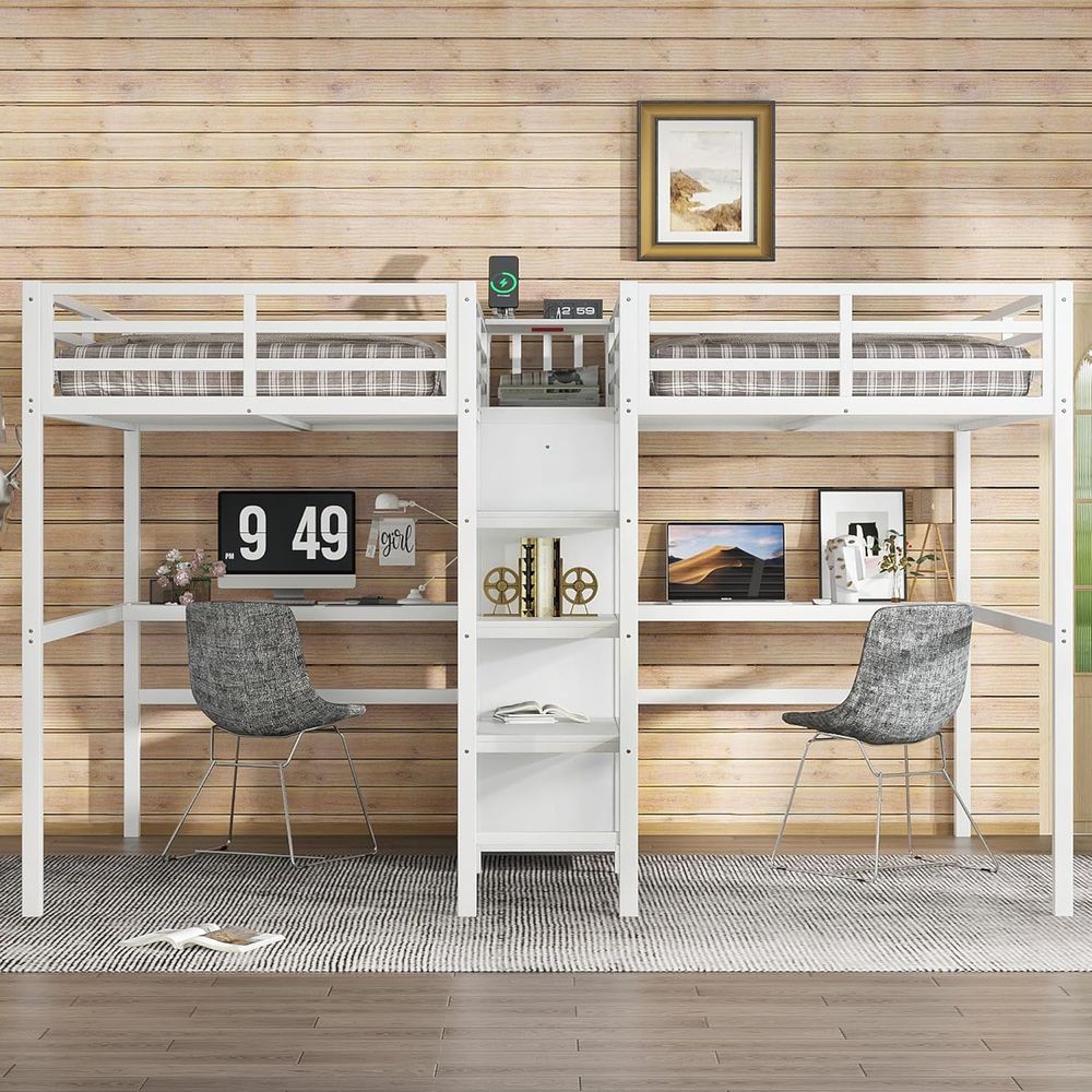 Cubicle Shelf Organizer - Twin Size Metal Bed with Desk,