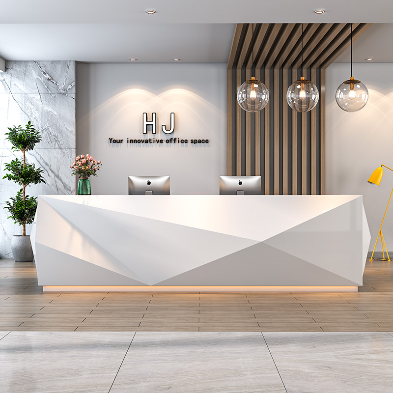 White Paint Simple Reception D - Office Furniture Company reseña y precio