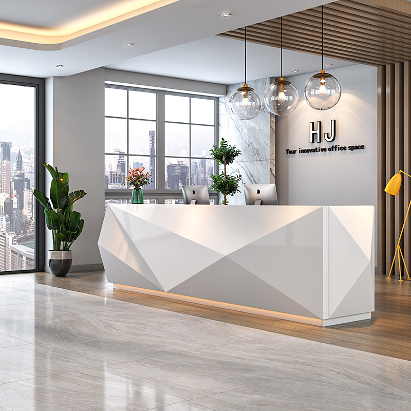 White Paint Simple Reception D - Office Furniture Company reseña y precio