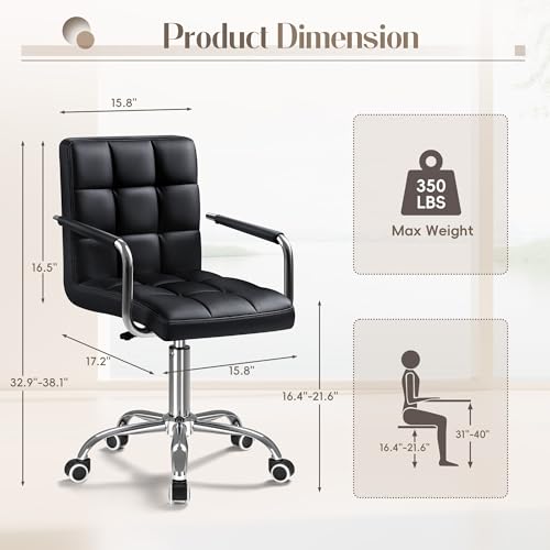 Black PU Leather Swivel Office - Furniture Chairs For Office reseña y precio