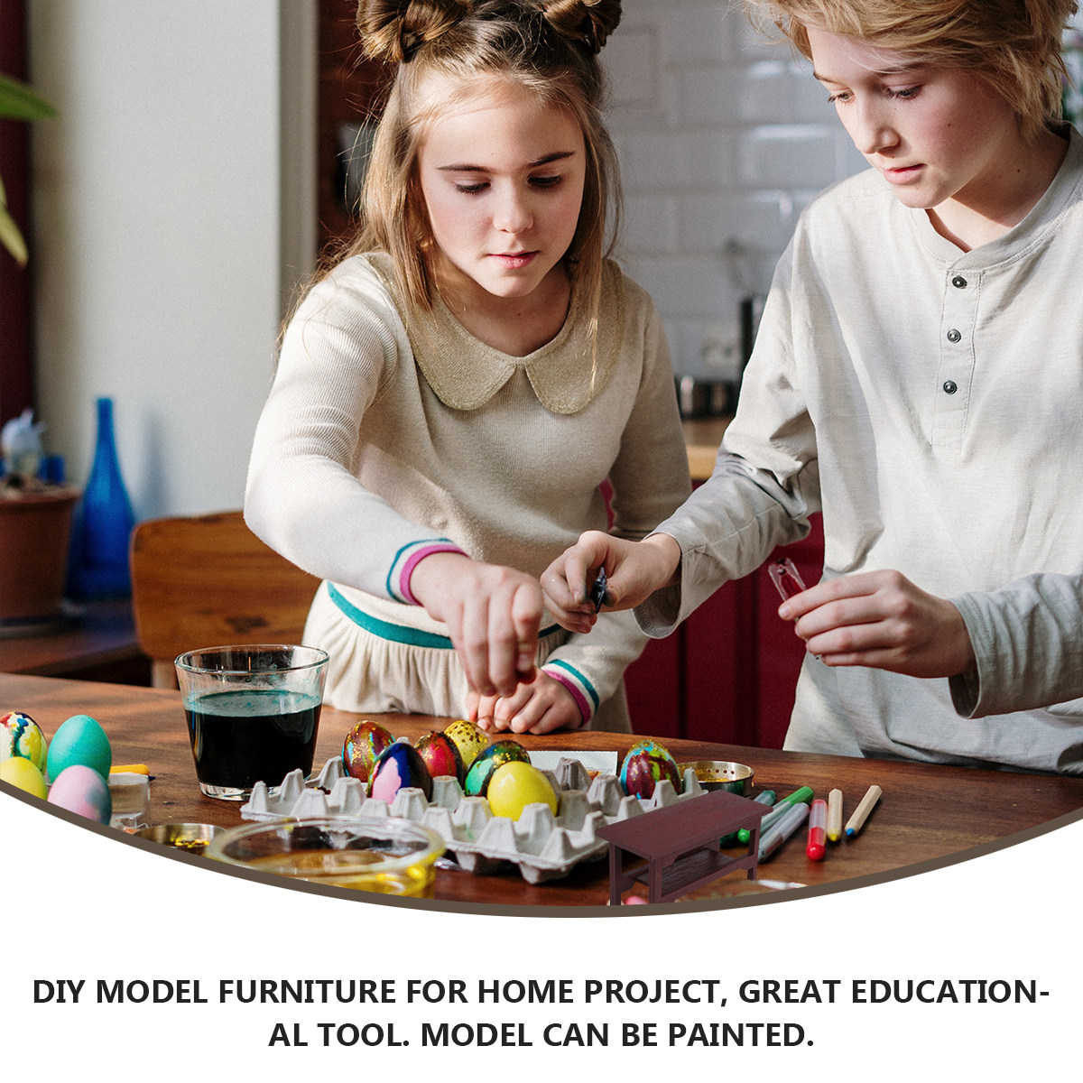 2Pcs Wooden Mini House Desk Se - Office Furniture Set reseña y precio