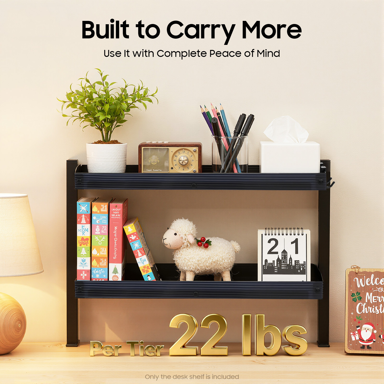 2-Tier Desk Shelf, Expandable  - Cubicle Shelf Organizer reseña y precio