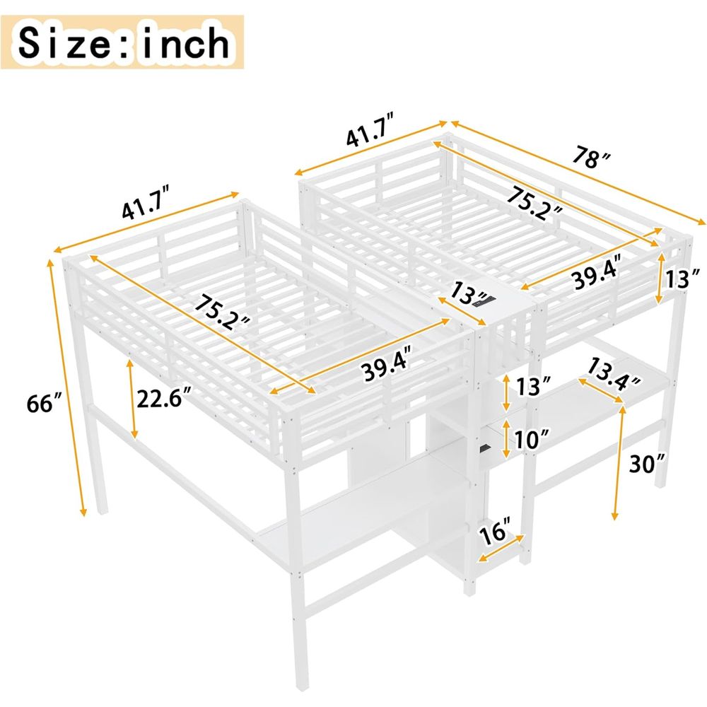 Twin Size Metal Bed with Desk, - Cubicle Shelf Organizer reseña y precio