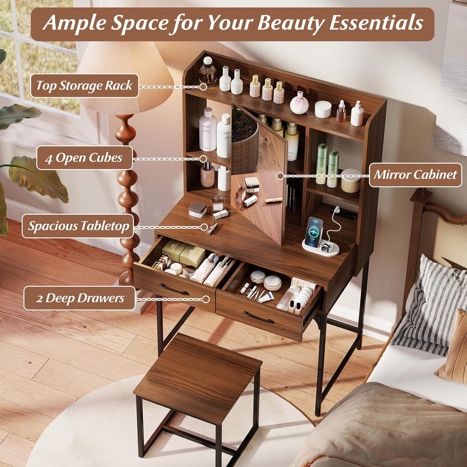 Vanity Desk with Mirror and St - Cubicle Shelf Organizer reseña y precio