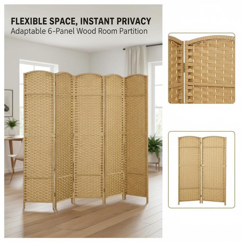 Folding Room Divider Screen 6  - Partition Screen Divider reseña y precio