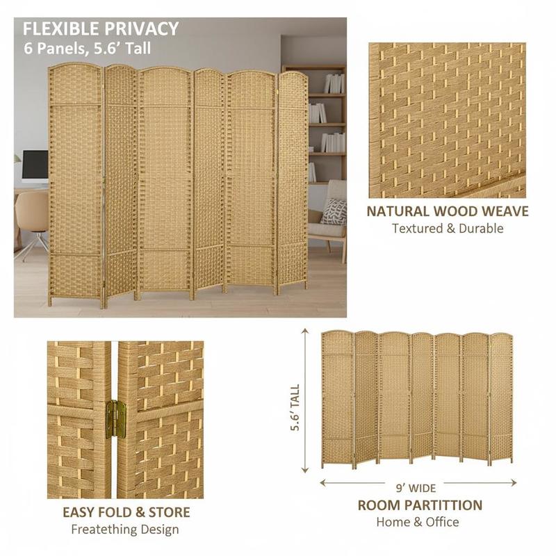 Folding Room Divider Screen 6  - Partition Screen Divider reseña y precio