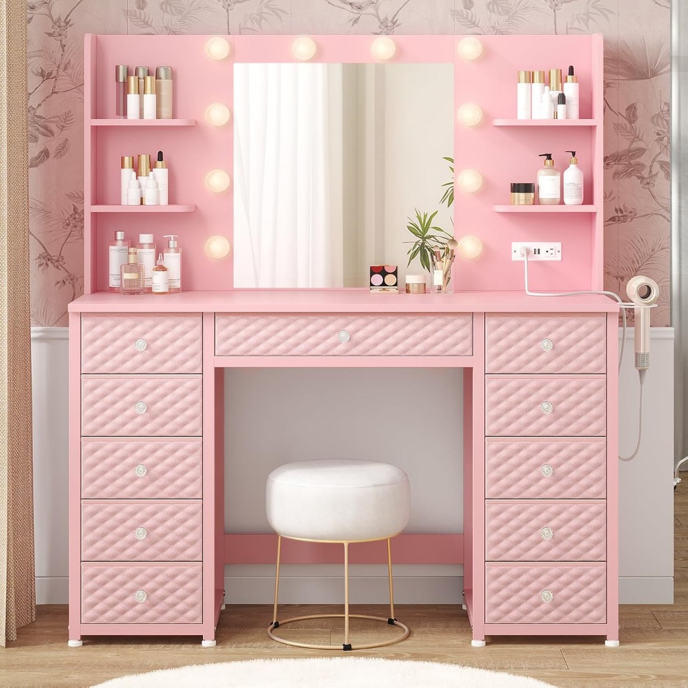 Pink Vanity with Lights and Mi - Cubicle Shelf Organizer reseña y precio