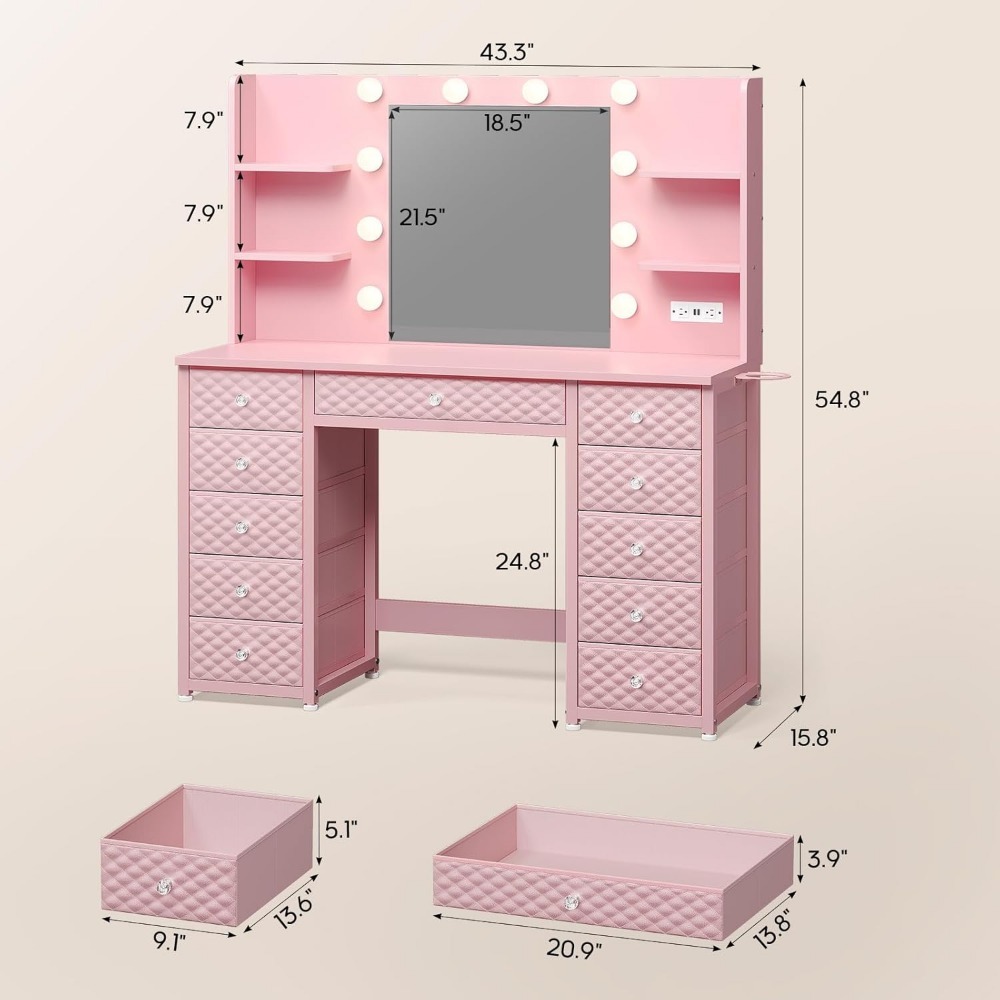 Pink Vanity with Lights and Mi - Cubicle Shelf Organizer reseña y precio