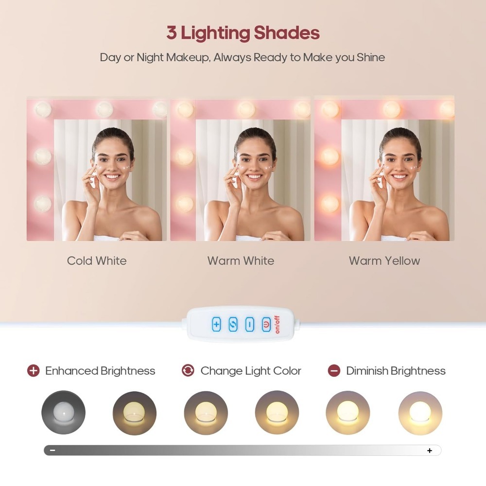 Pink Vanity with Lights and Mi - Cubicle Shelf Organizer reseña y precio