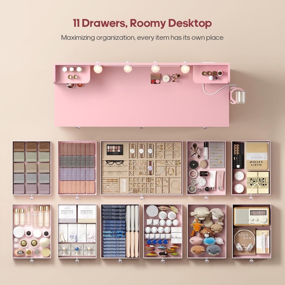 Pink Vanity with Lights and Mi - Cubicle Shelf Organizer reseña y precio